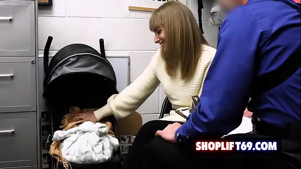 Blonde teen Evie Christian got busted and fucked for stealing a baby stroller