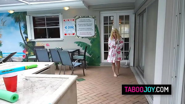 Blonde teen stepdaughter Aria Banks orgasms on her stepdad’s cock as she shakes and shivers all over