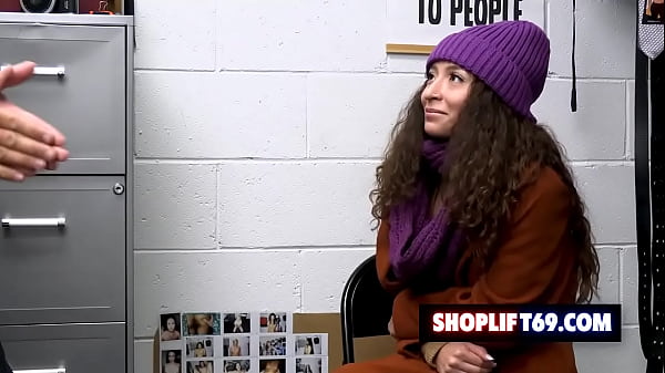 Curly hair teen Amber Summer getting fucked by the security guard for stealing makeup at the mall