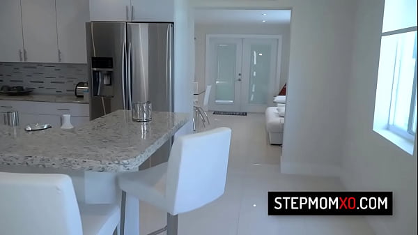 Horny milf stepmom Riley Jacobs reward her hard-working stepson with her pussy