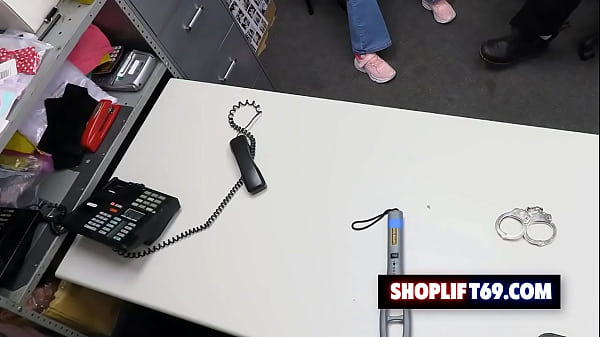 Tiny blonde babe Demi Hawks takes some serious pussy pounding for being a shoplifter