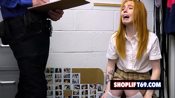 Tiny redhead babe Madi Collins fucked for stealing a bracelet at the store