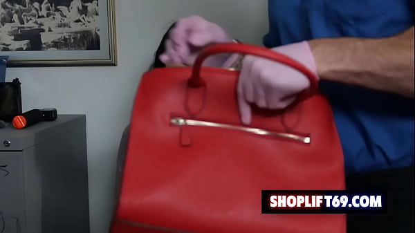 Bratty teen Natana Brooke fucked from behind by security guard for stealing money from the register