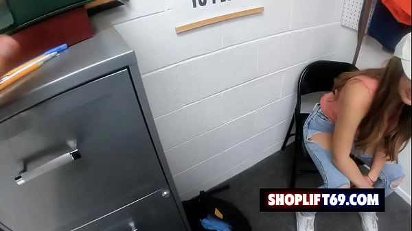 Busty teen Penelope Kay got caught shoplifting at the store and gets analed by the security guard
