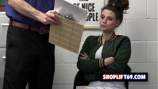 Curvy teen Indica Flower fucked by perv security guard for stealing sex toys at the store