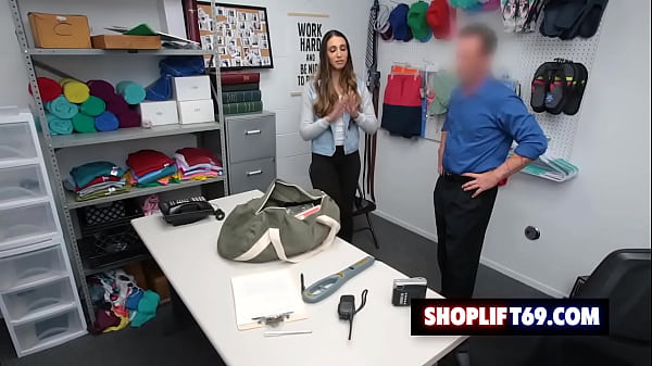 Hot brunette babe Angelica Cruz got caught shoplifting books let LP officer fuck her pussy