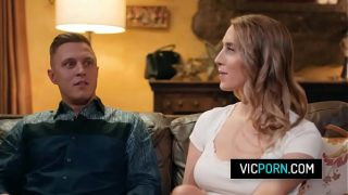 Hot milf wife Cadence Lux fucks with her husband college buddy while he watches