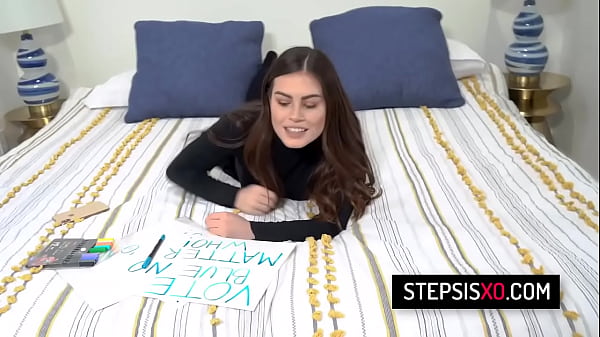 My pervy brunette stepsister Veronica Valentine shows her tight pussy and let me fuck her